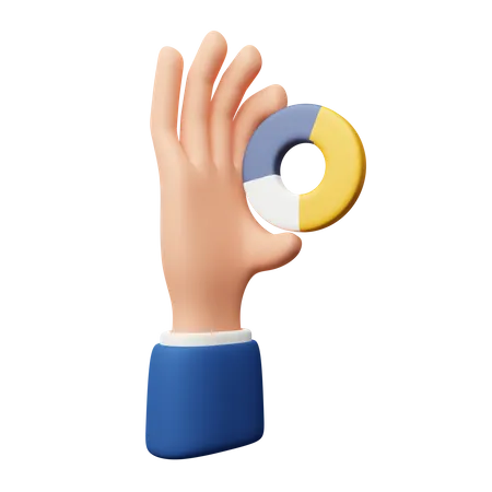 Hand hält Donut-Diagramm  3D Icon