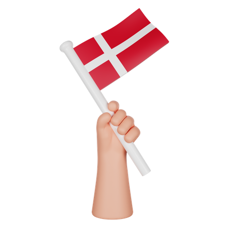 Hand hält eine Flagge von Dänemark  3D Icon