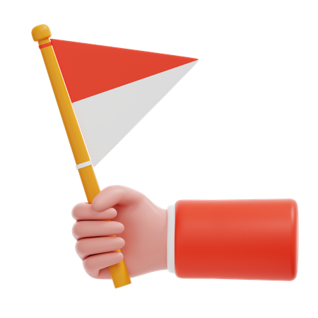 Hand hält eine dreieckige indonesische Flagge  3D Icon