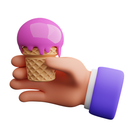 Hand hält eine Eistüte  3D Icon