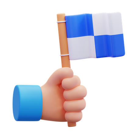 Hand hält eine Flagge  3D Icon