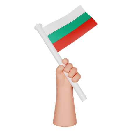 Hand hält eine Flagge von Bulgarien  3D Icon