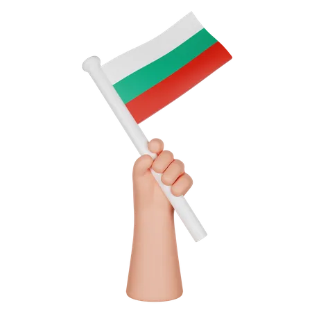 Hand hält eine Flagge von Bulgarien  3D Icon