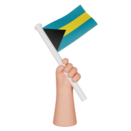 Hand hält eine Flagge der Bahamas  3D Icon
