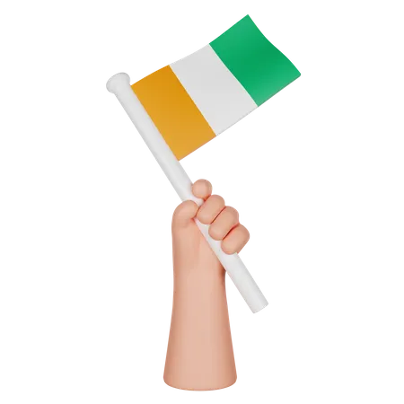 Hand hält eine Flagge der Elfenbeinküste  3D Icon