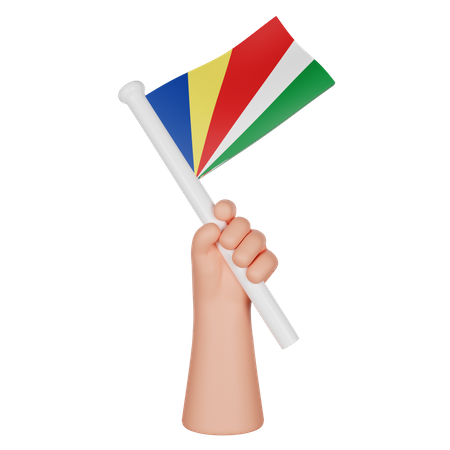 Hand hält eine Flagge der Seychellen  3D Icon
