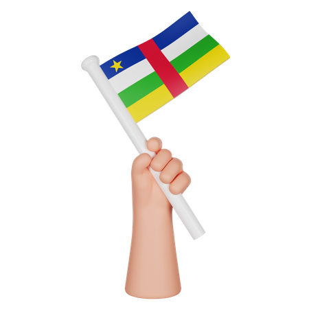 Hand hält eine Flagge der Zentralafrikanischen Republik  3D Icon