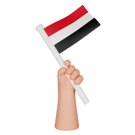 Hand hält eine Flagge des Jemen  3D Icon