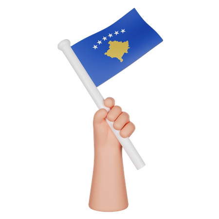 Hand hält eine Flagge des Kosovo  3D Icon