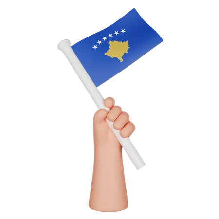 Hand hält eine Flagge des Kosovo  3D Icon