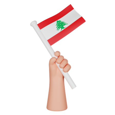 Hand hält eine Flagge des Libanon  3D Icon