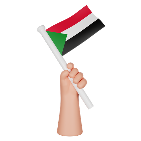 Hand hält eine Flagge des Sudan  3D Icon