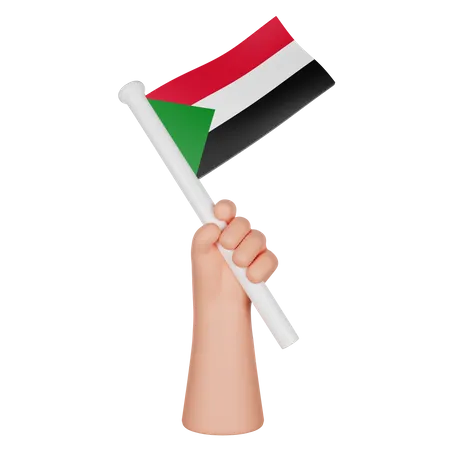 Hand hält eine Flagge des Sudan  3D Icon