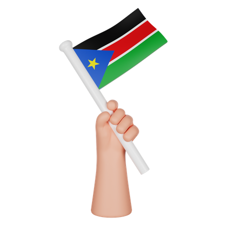 Hand hält eine Flagge des Südsudan  3D Icon