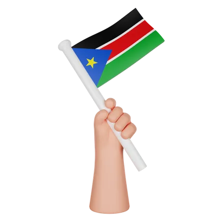 Hand hält eine Flagge des Südsudan  3D Icon