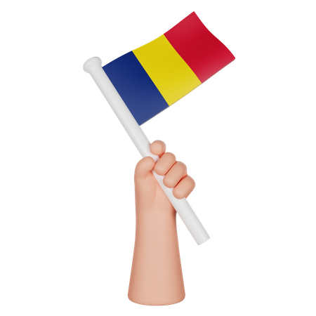 Hand hält eine Flagge des Tschad  3D Icon