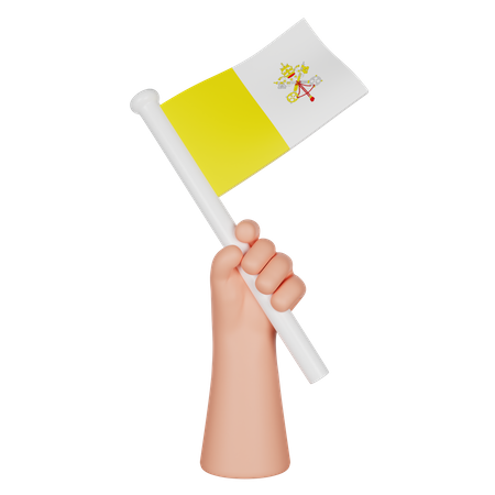 Hand hält eine Flagge des Vatikan  3D Icon