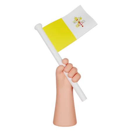 Hand hält eine Flagge des Vatikan  3D Icon