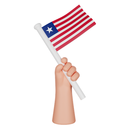 Hand hält eine Flagge Liberias  3D Icon