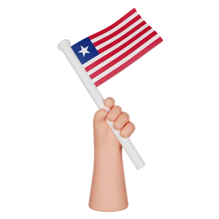 Hand hält eine Flagge Liberias  3D Icon