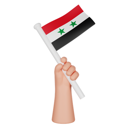 Hand hält eine Flagge von Syrien  3D Icon