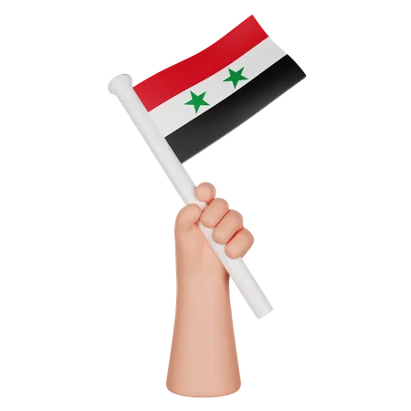 Hand hält eine Flagge von Syrien  3D Icon