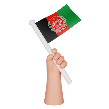 Hand hält eine Flagge von Afghanistan  3D Icon