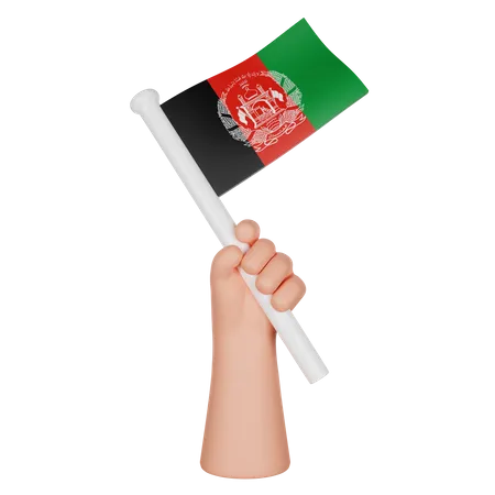 Hand hält eine Flagge von Afghanistan  3D Icon