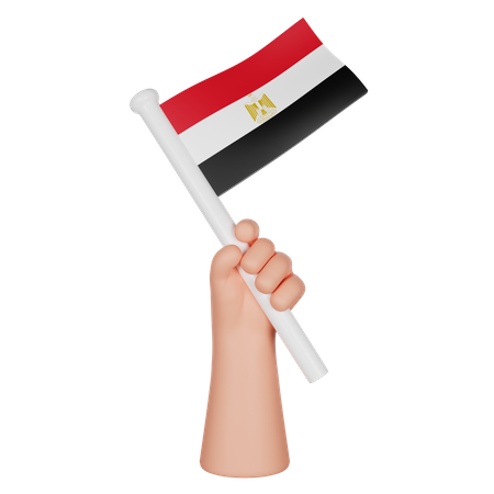 Hand hält eine Flagge von Ägypten  3D Icon