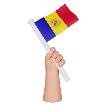 Hand hält eine Flagge von Andorra  3D Icon