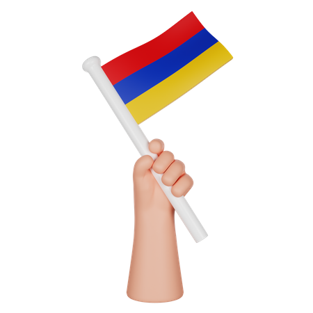 Hand hält eine Flagge von Armenien  3D Icon