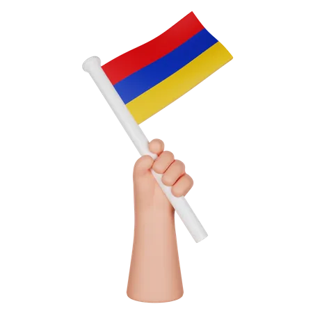 Hand hält eine Flagge von Armenien  3D Icon