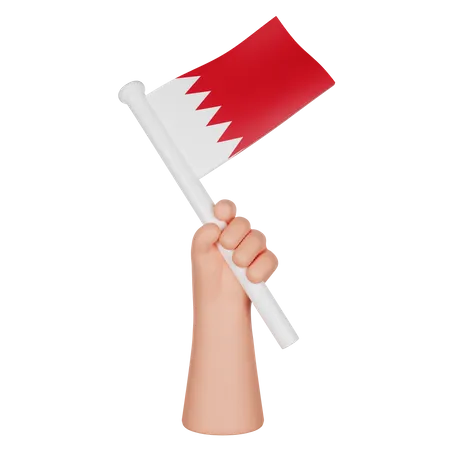 Hand hält eine Flagge von Bahrain  3D Icon