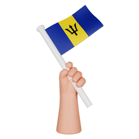 Hand hält eine Flagge von Barbados  3D Icon