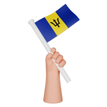 Hand hält eine Flagge von Barbados  3D Icon