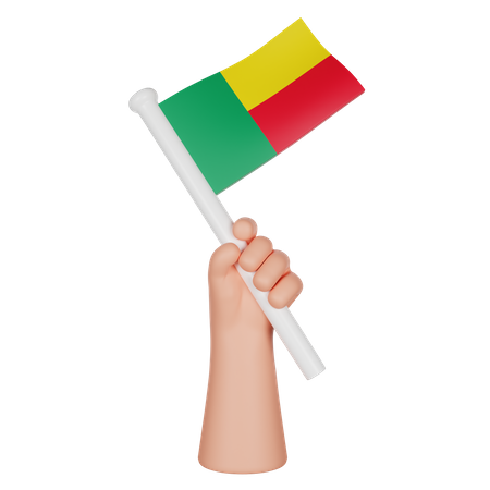 Hand hält eine Flagge von Benin  3D Icon