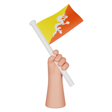 Hand hält eine Flagge von Bhutan  3D Icon