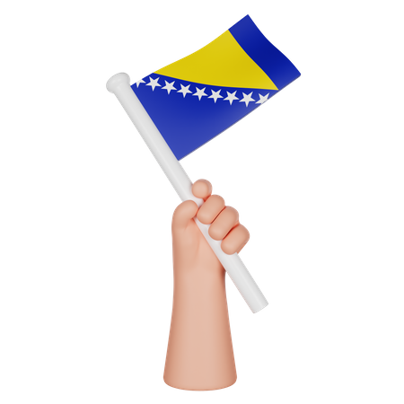 Hand hält eine Flagge von Bosnien und Herzegowina  3D Icon