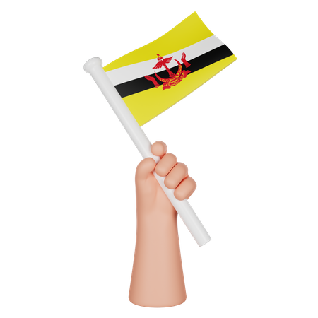 Hand hält eine Flagge von Brunei Darussalam  3D Icon