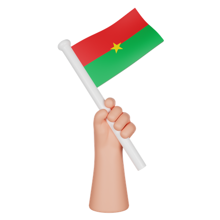 Hand hält eine Flagge von Burkina Faso  3D Icon