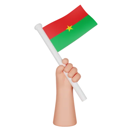 Hand hält eine Flagge von Burkina Faso  3D Icon