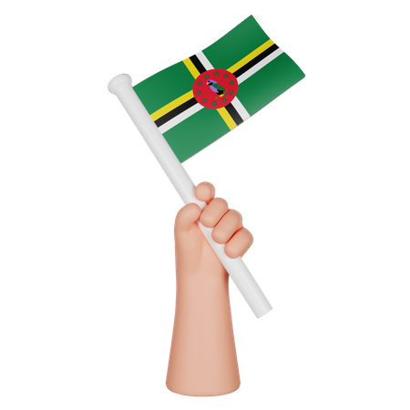 Hand hält eine Flagge von Dominica  3D Icon