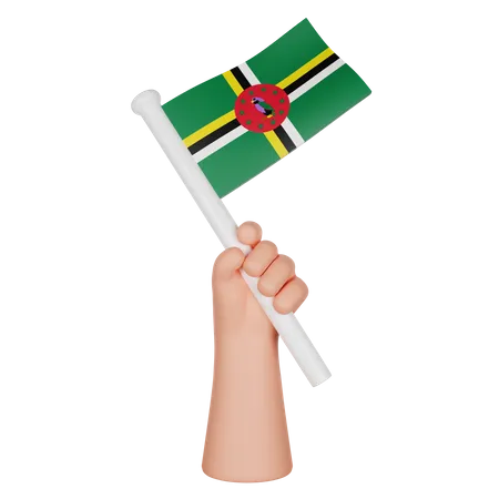 Hand hält eine Flagge von Dominica  3D Icon