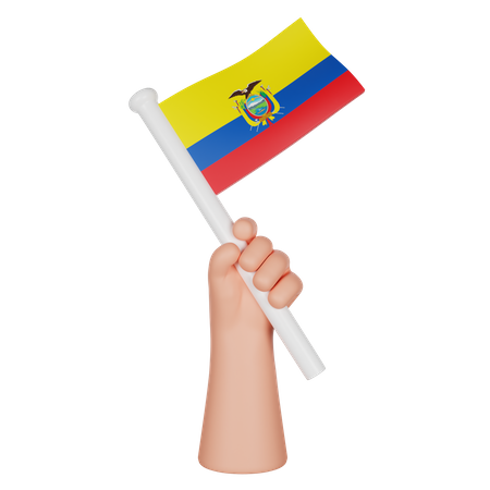 Hand hält eine Flagge von Ecuador  3D Icon