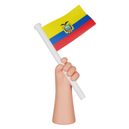 Hand hält eine Flagge von Ecuador  3D Icon