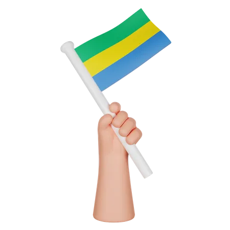 Hand hält eine Flagge von Gabun  3D Icon