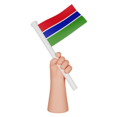 Hand hält eine Flagge von Gambia  3D Icon