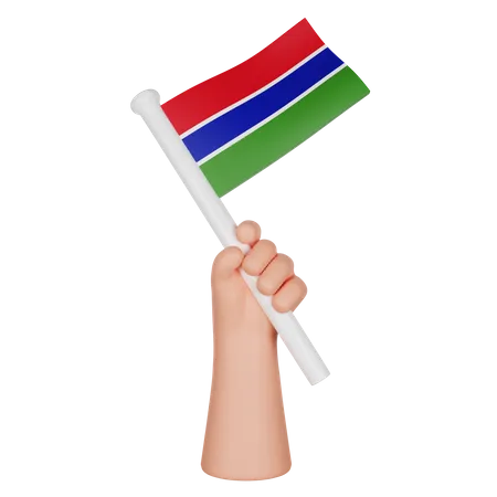 Hand hält eine Flagge von Gambia  3D Icon