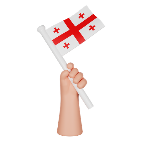 Hand hält eine Flagge von Georgien  3D Icon