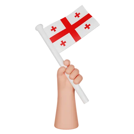 Hand hält eine Flagge von Georgien  3D Icon